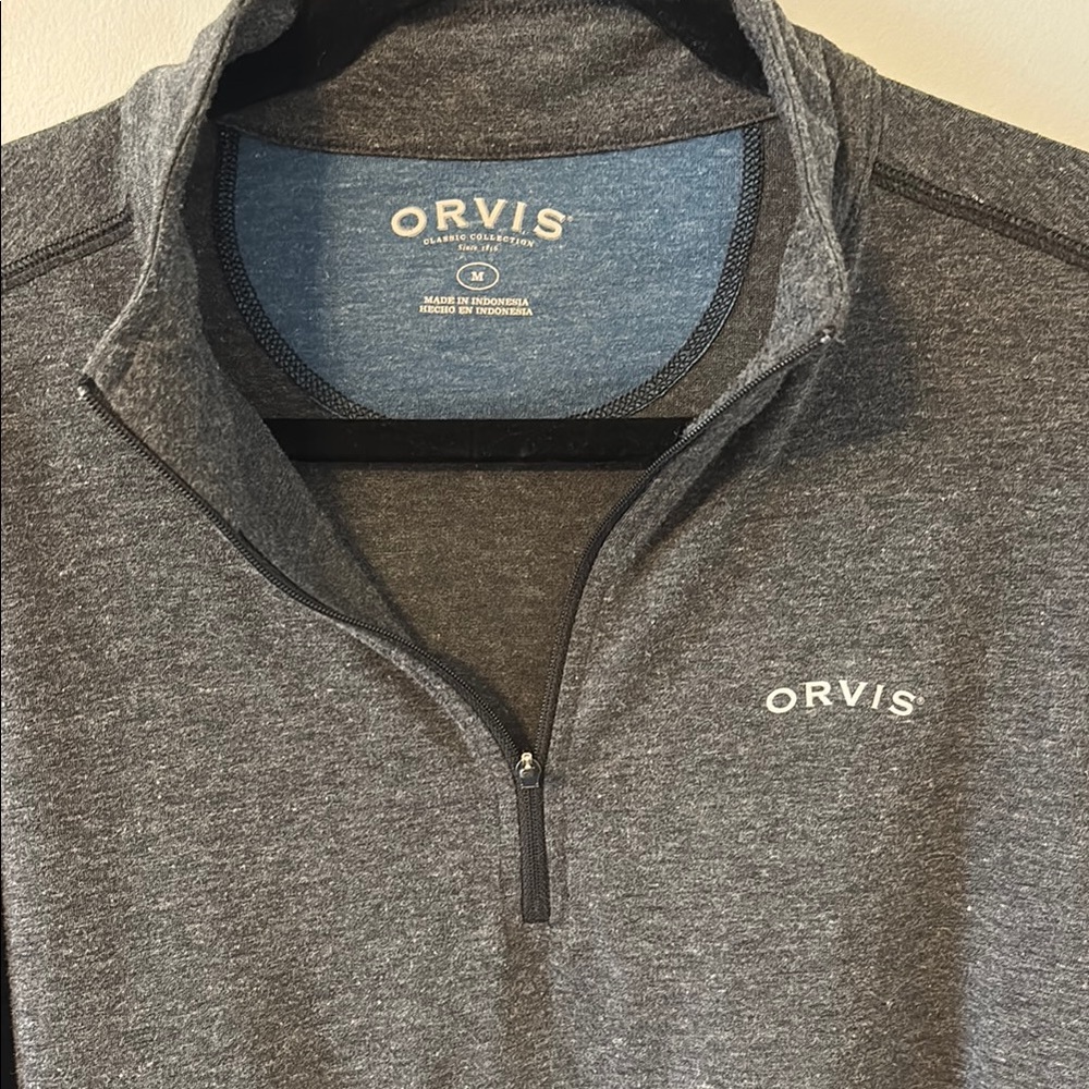 Orvis Gray Zip Up Sweater with Mock Neck